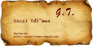 Giczi Tímea névjegykártya